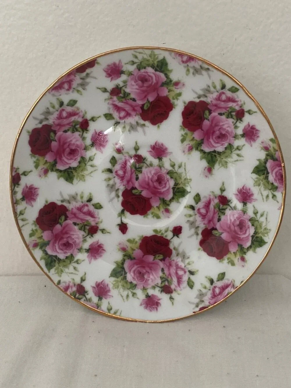 VTG Cup Saucer Floral Rose Chintz Gold Rim China No Markings Replacement